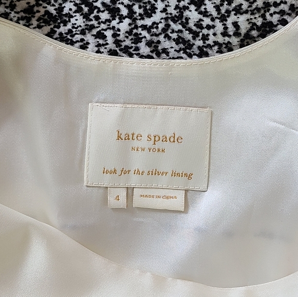 KATE SPADE Trish Be Dazzled Cream Black Dotted Ombre Midi Dress Women's Size 4 - Picture 11 of 14